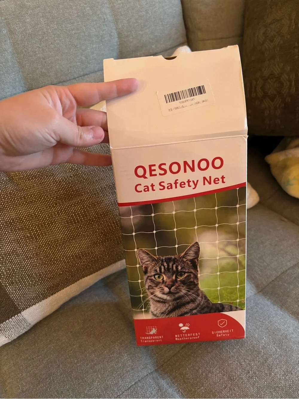 Cat Safety Net in White - Secure Balcony & Window Protection